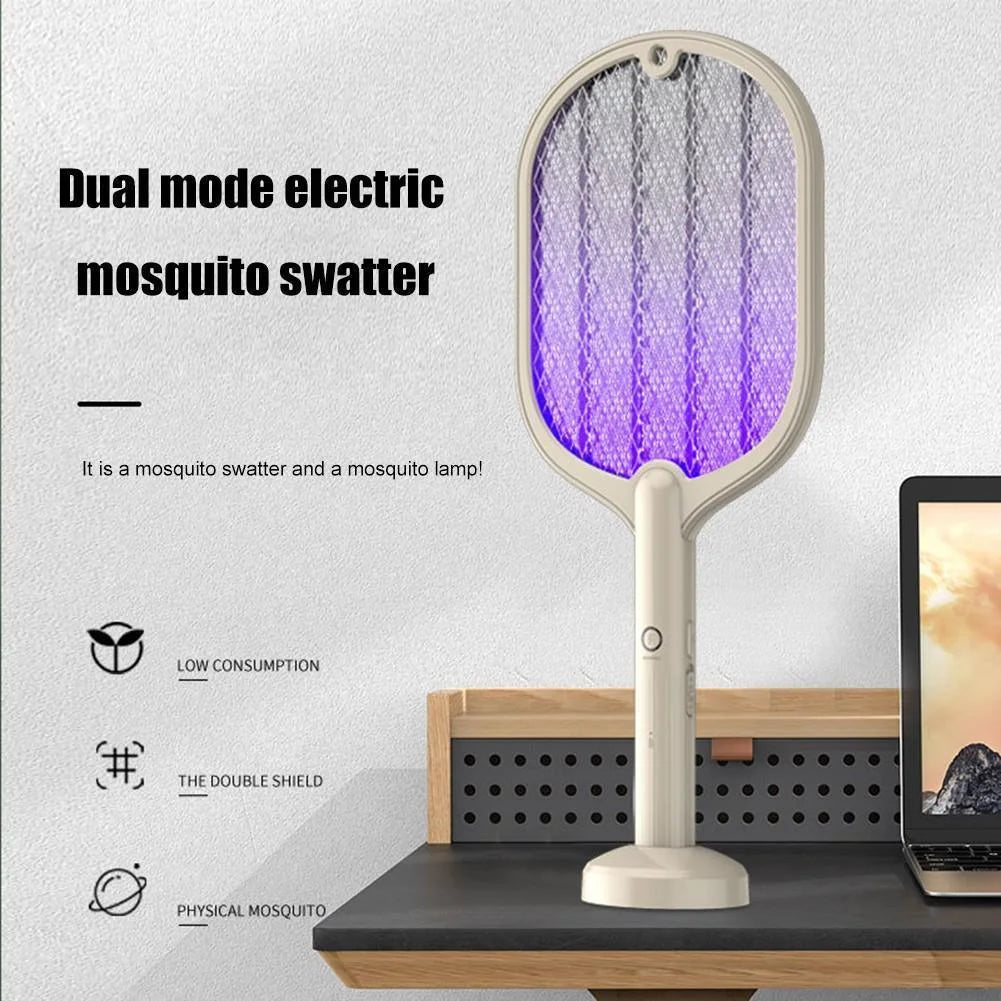 2 In 1 Electric USB Rechargable Racket Fly Swatter Mosquito