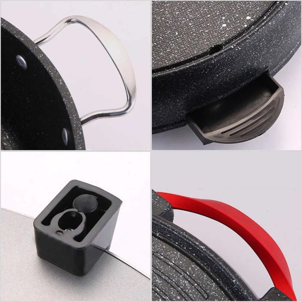 2-in-1 Stone Coated Grill Plate Steamboat Two Division Hotpot - Premium