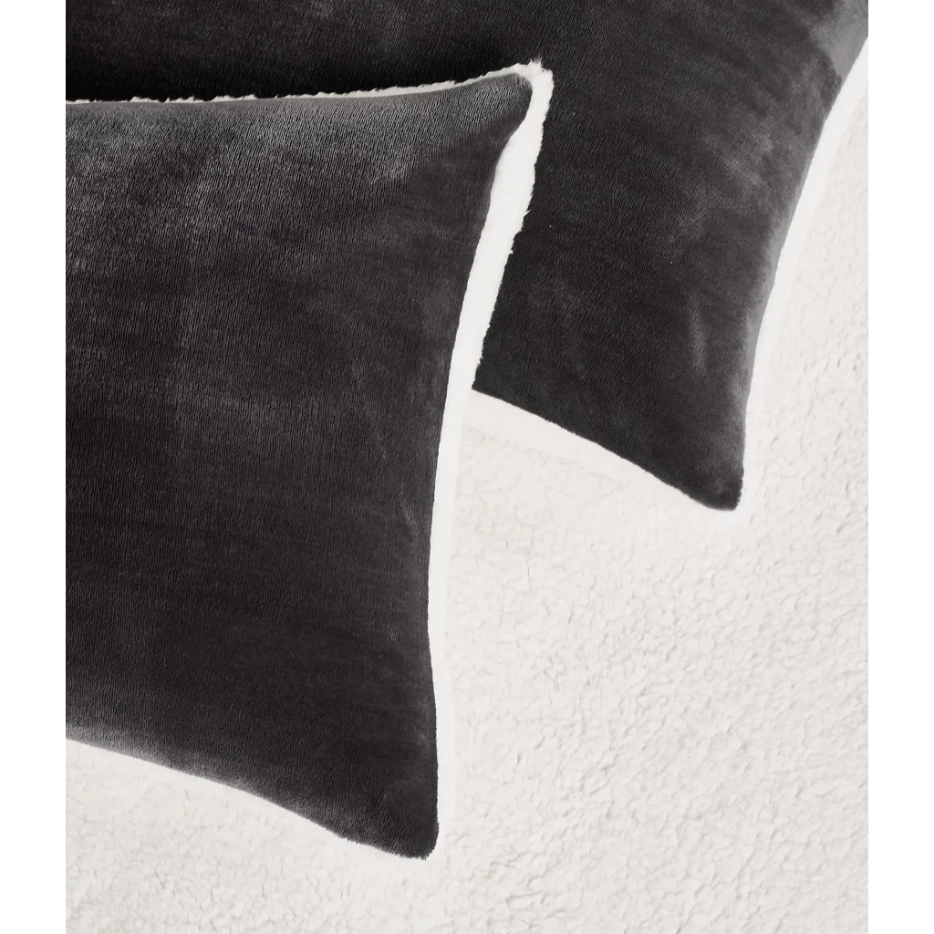 2-in-1 Teddy Sherpa Quilt Cover Set (Charcoal Super King)