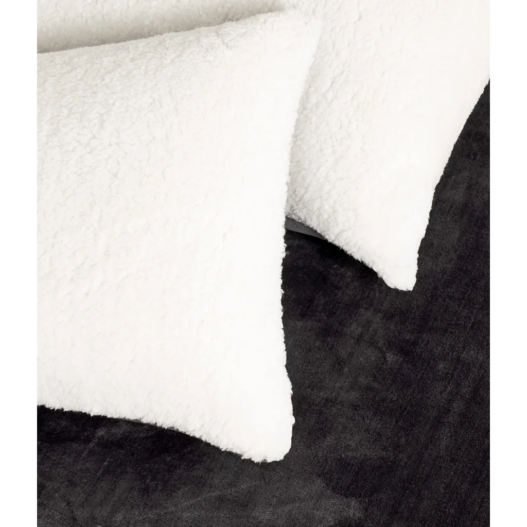2-in-1 Teddy Sherpa Quilt Cover Set (Charcoal Super King)