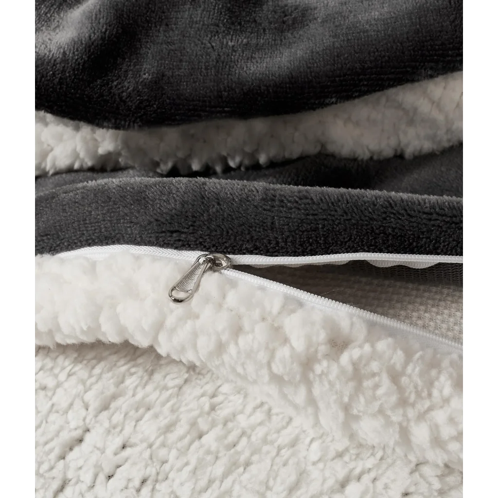 2-in-1 Teddy Sherpa Quilt Cover Set (Charcoal Super King)