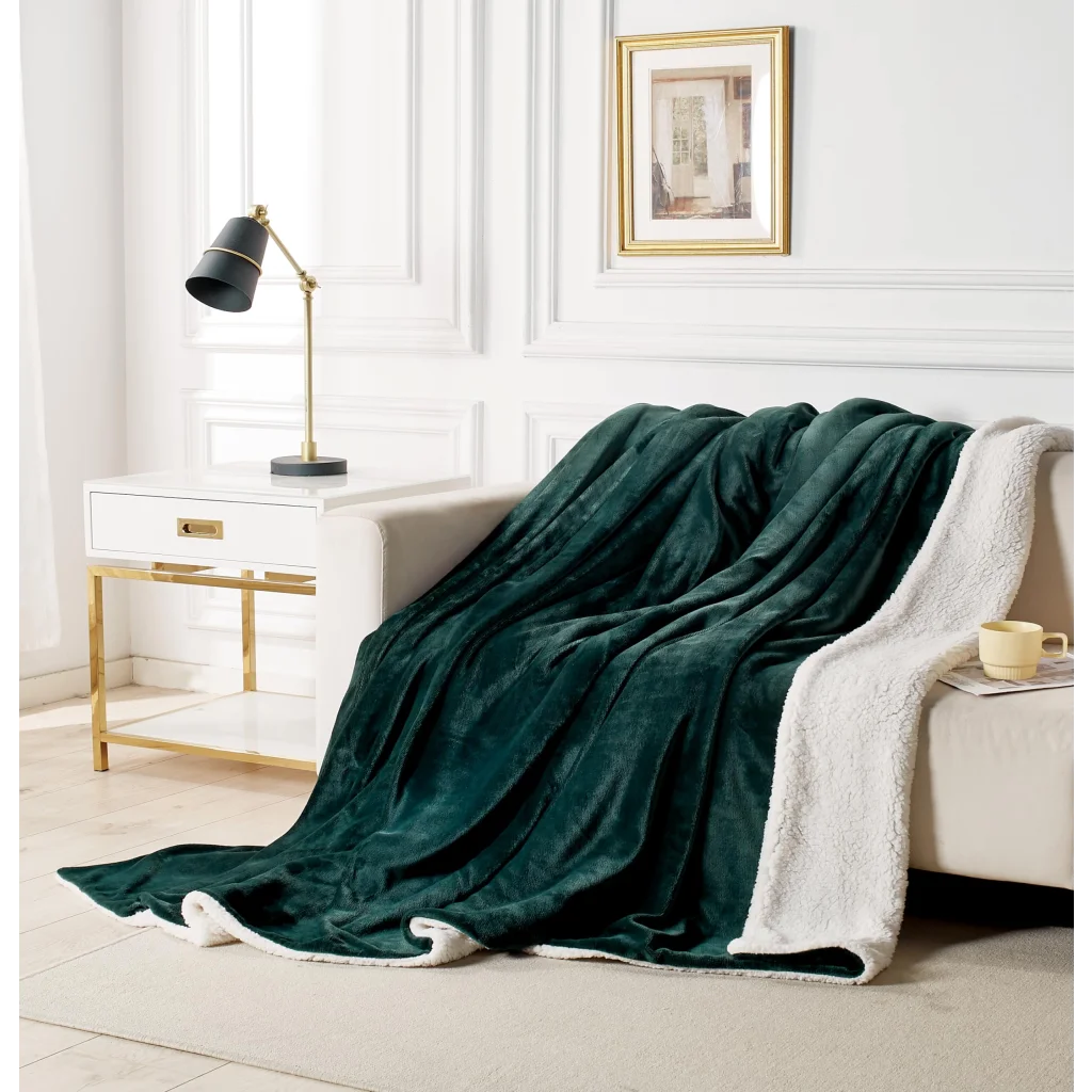 2-in-1 Teddy Sherpa Quilt Cover Set (Emerald Green Super