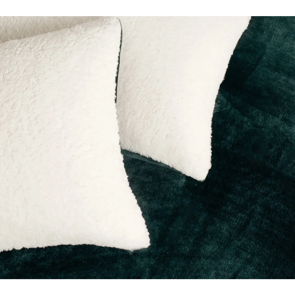 2-in-1 Teddy Sherpa Quilt Cover Set (Emerald Green Super