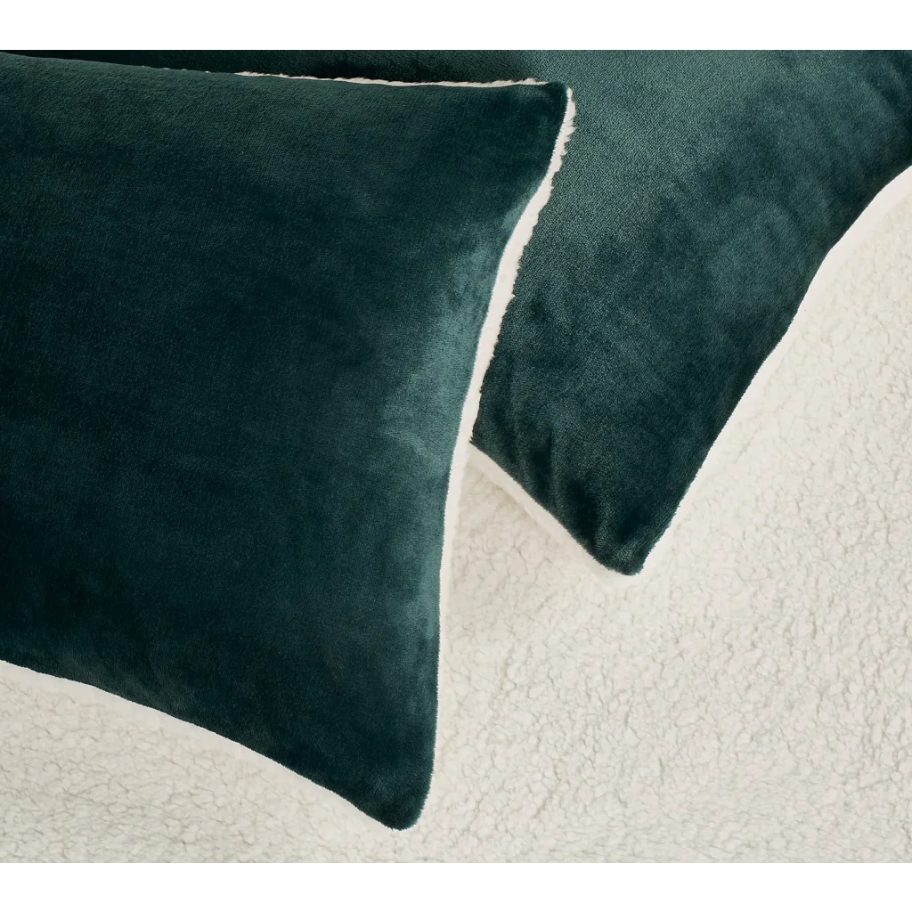 2-in-1 Teddy Sherpa Quilt Cover Set (Emerald Green Super