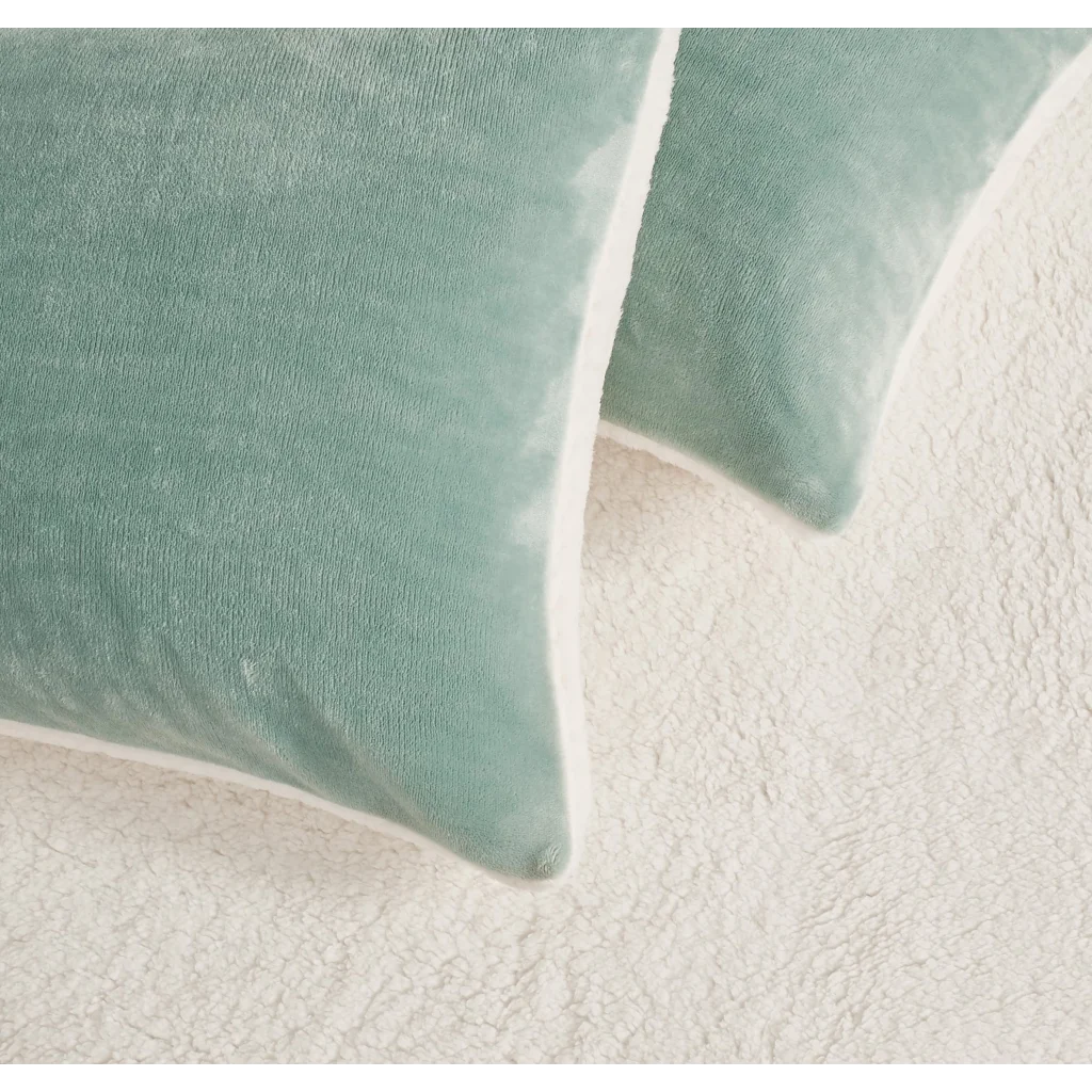 2-in-1 Teddy Sherpa Quilt Cover Set (Sage Green Super King)