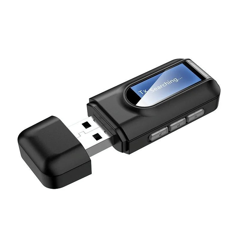 2-In-1 Usb Bluetooth 5.0 Audio Adapter With Lcd Screen-1915197733170450438