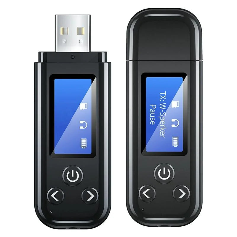 2-In-1 Usb Car Bluetooth 5.0 Audio Adapter With Lcd Screen-1969996439115403265