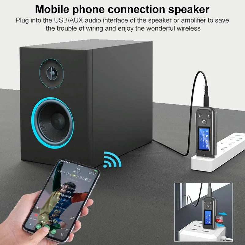 2-In-1 Usb Car Bluetooth 5.0 Audio Adapter With Lcd Screen-1969996439115403270