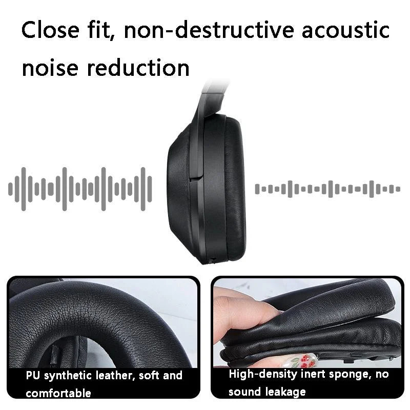 2 Leather Headset Earmuffs For Sony 1000Xm4 - Black Lambskin-1964932294980538371