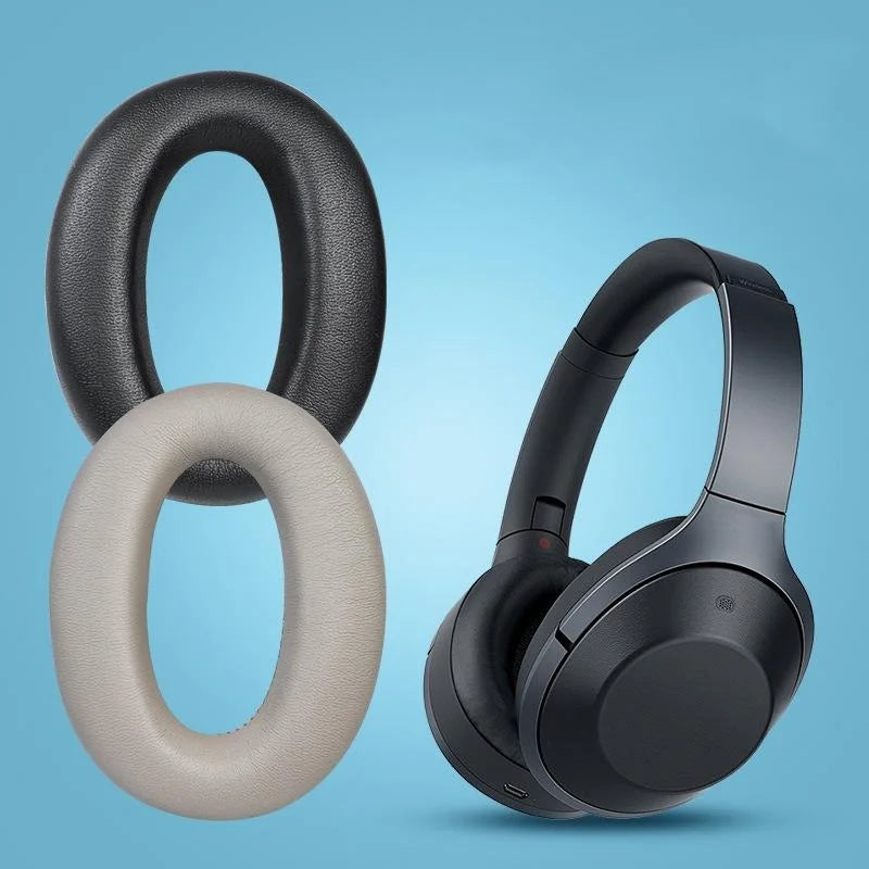 2 Leather Headset Earmuffs For Sony 1000Xm4 With Snap - Black-1964932349640708101