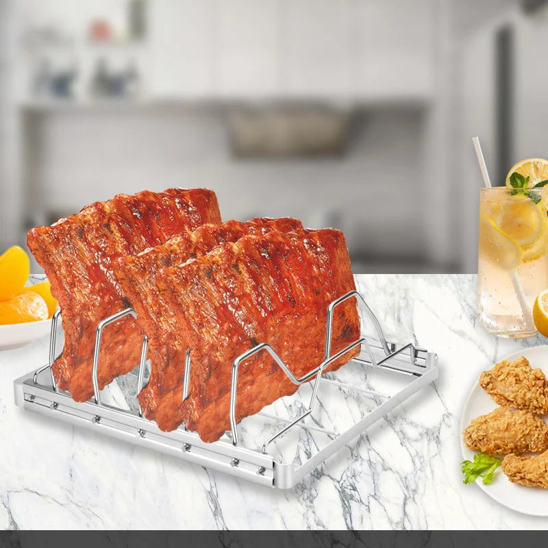 2-Pack Foldable Stainless Steel Rib Racks(26.6 x 22.2 x 2.3