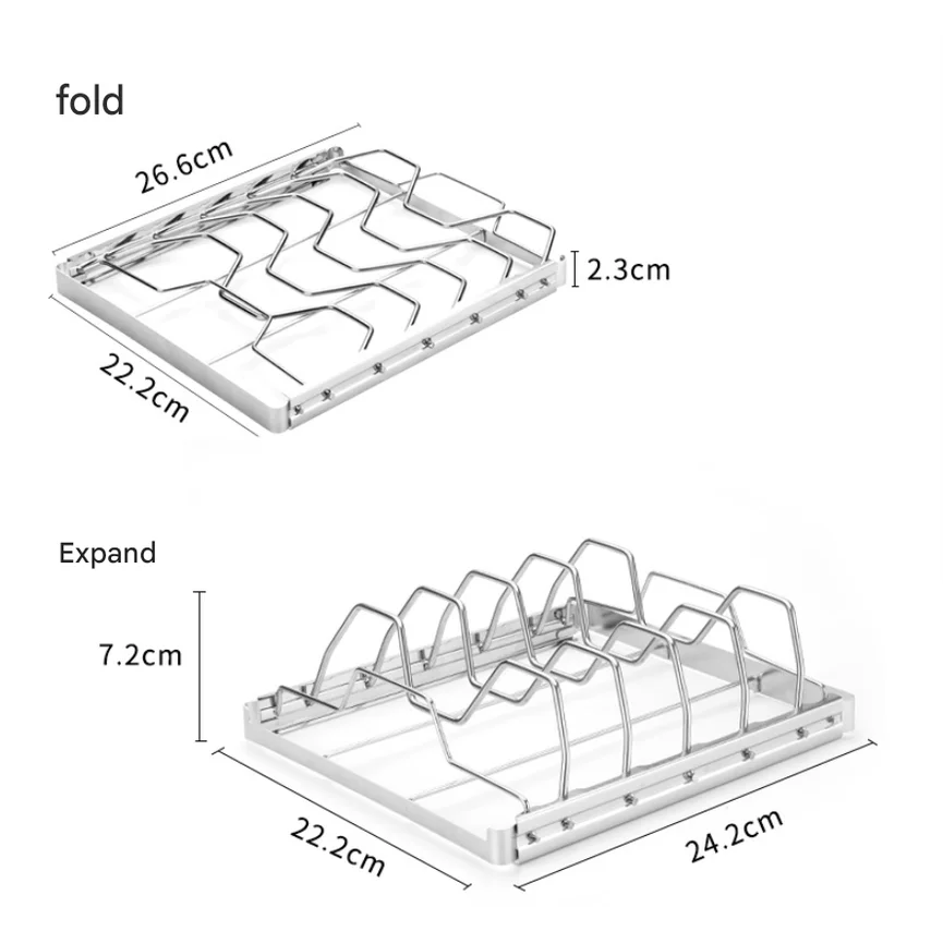 2-Pack Foldable Stainless Steel Rib Racks(26.6 x 22.2 x 2.3