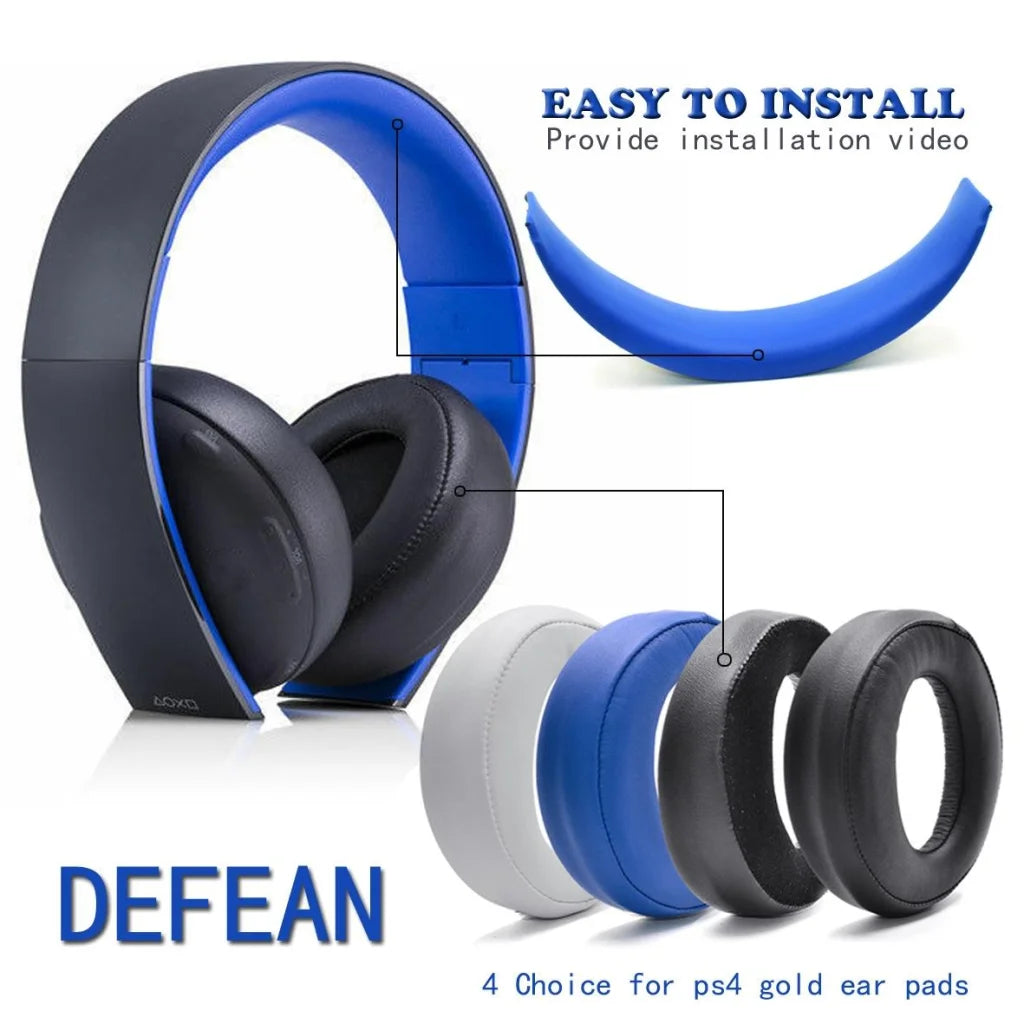 2-Pack Headphone Sponge Covers For Sony Ps3 / Ps4 7.1 Gold - Black-1915198263485665284