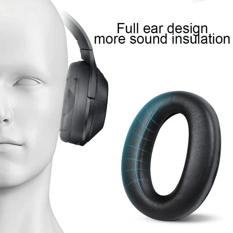 2-Pack Leather Earpads For Sony Wh-1000Xm4 - Black With Buckle-1969996466982359042