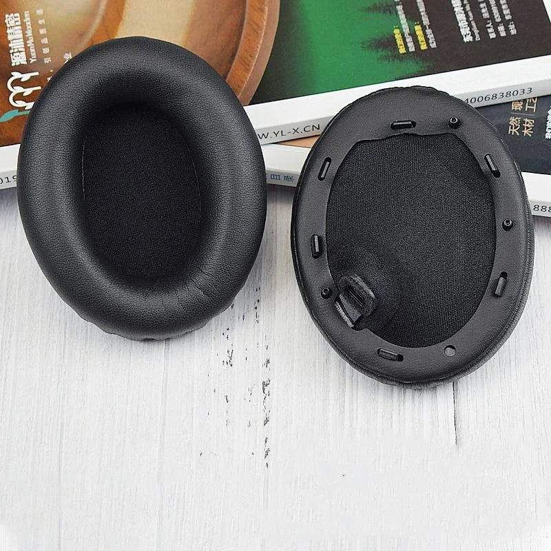 2-Pack Leather Earpads For Sony Wh-1000Xm4 - Black With Buckle-1969996466982359045