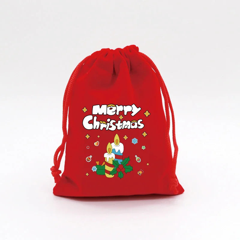 2-Pack Luxury Red Velvet Christmas Candle Gift Bag(13x18CM)