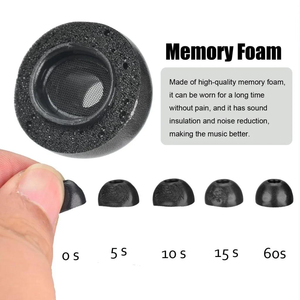 2-Pack Memory Foam Ear Tips For Tws Airpods Pro - Black Large-1915198291813994499