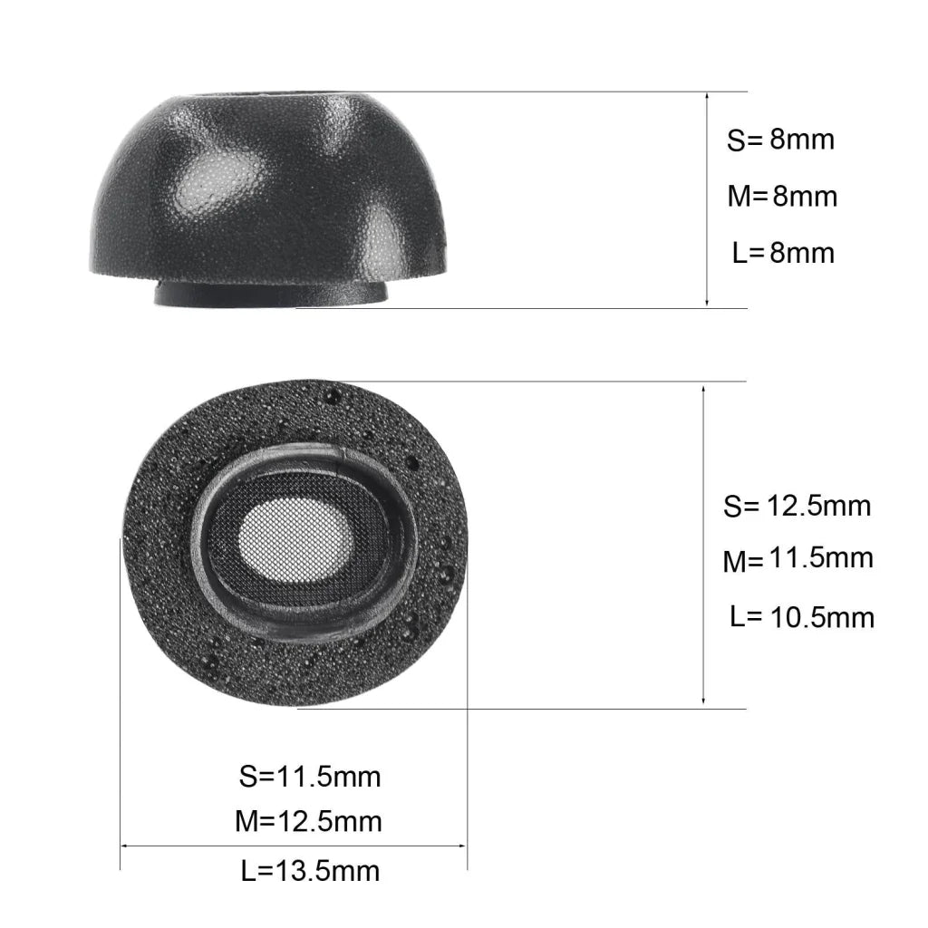 2-Pack Memory Foam Ear Tips For Tws Airpods Pro - Black Small-1915197969896968194