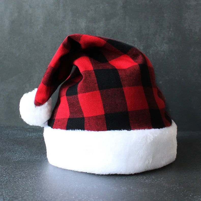 2 Pack Plaid Santa Hats for Adults Buffalo Check Christmas