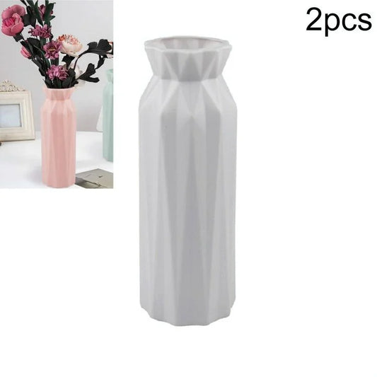 2-pack Plastic Round Vases - Simple Anti-fall Home Decor