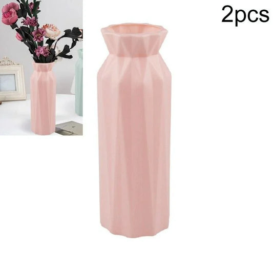 2-pack Plastic Round Vases - Simple Anti-fall Home Decor