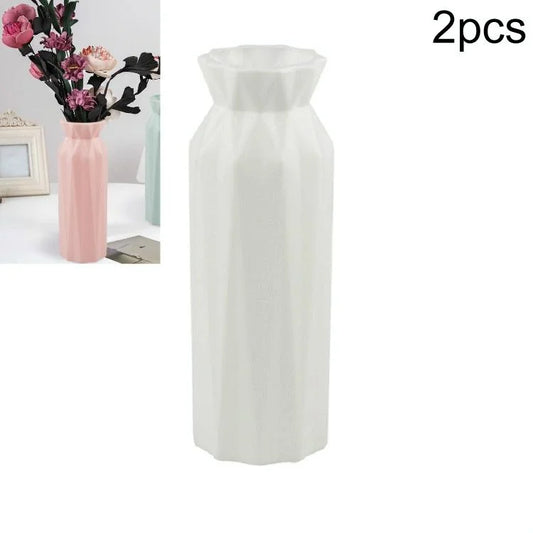 2-pack Plastic Round Vases - Simple Anti-fall Home Decor
