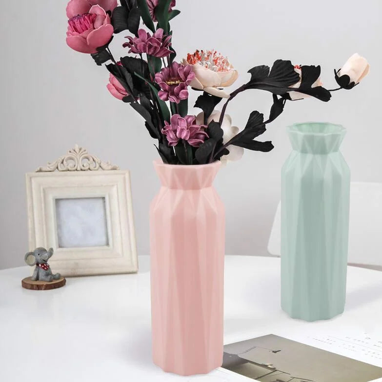 2-pack Plastic Round Vases - Simple Anti-fall Home Decor