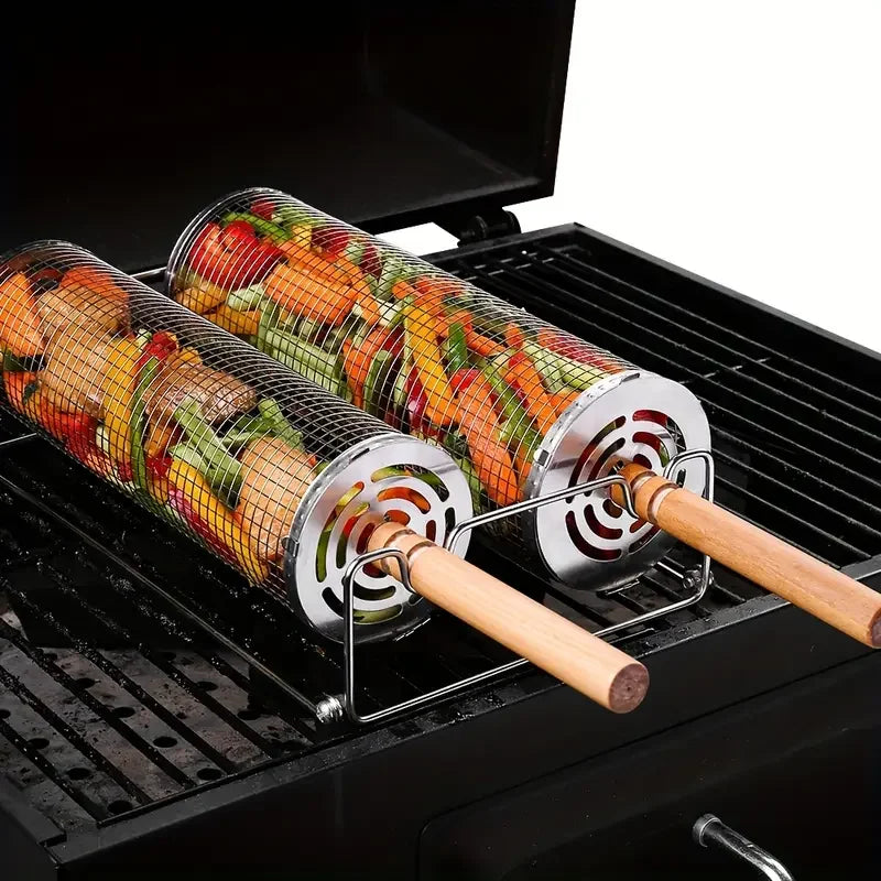 2-Pack Stainless Steel Rotating Grill Baskets