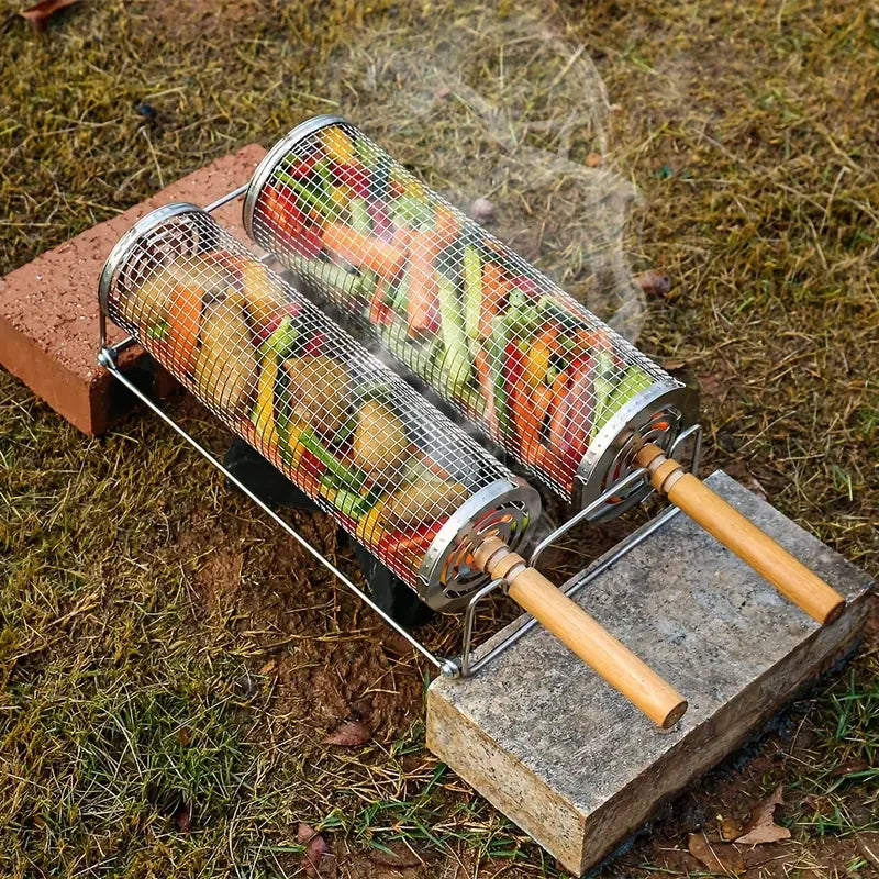 2-Pack Stainless Steel Rotating Grill Baskets