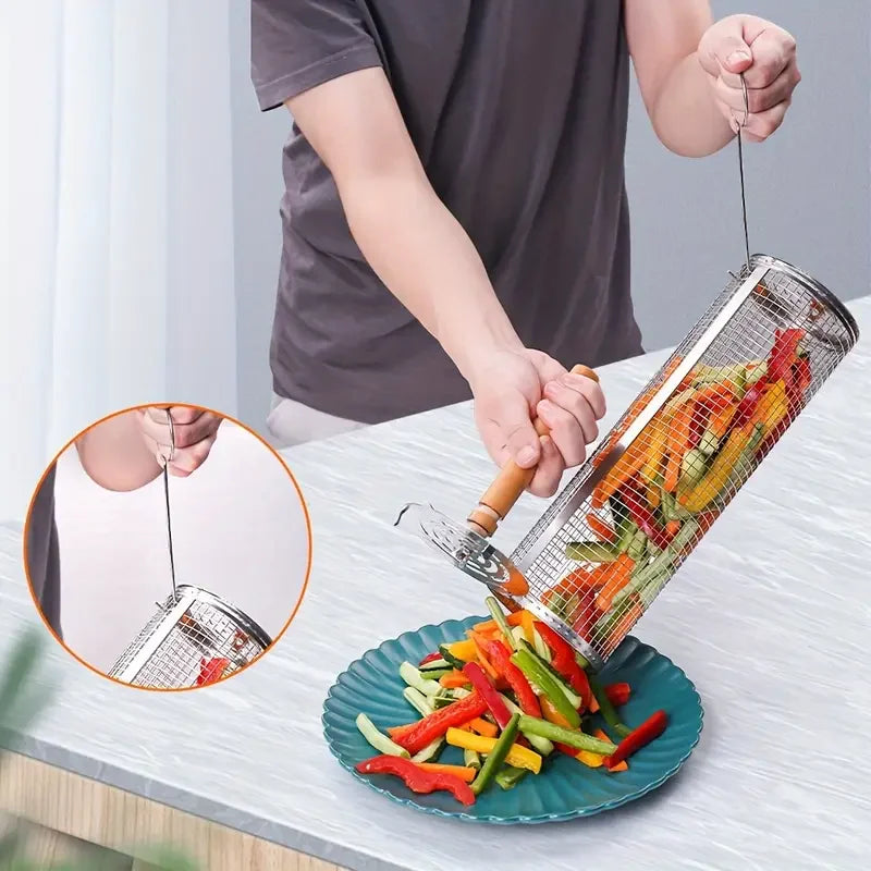 2-Pack Stainless Steel Rotating Grill Baskets