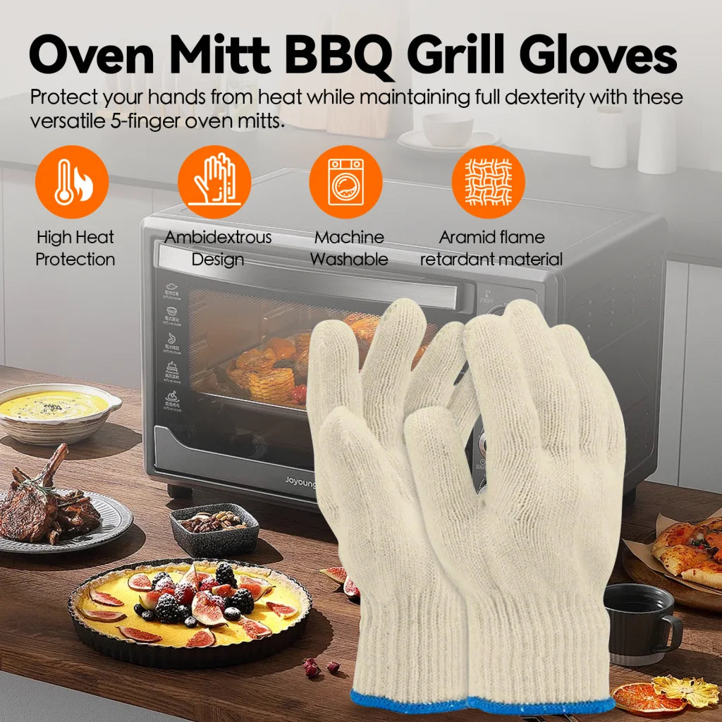 2 Pair 5 Finger Oven Mitt BBQ Grill Gloves - Home & Garden