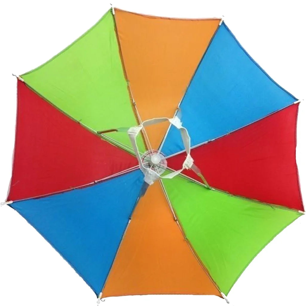 2-pc-Set Rainbow Umbrella Hat + 70s Fake Moustache Costume
