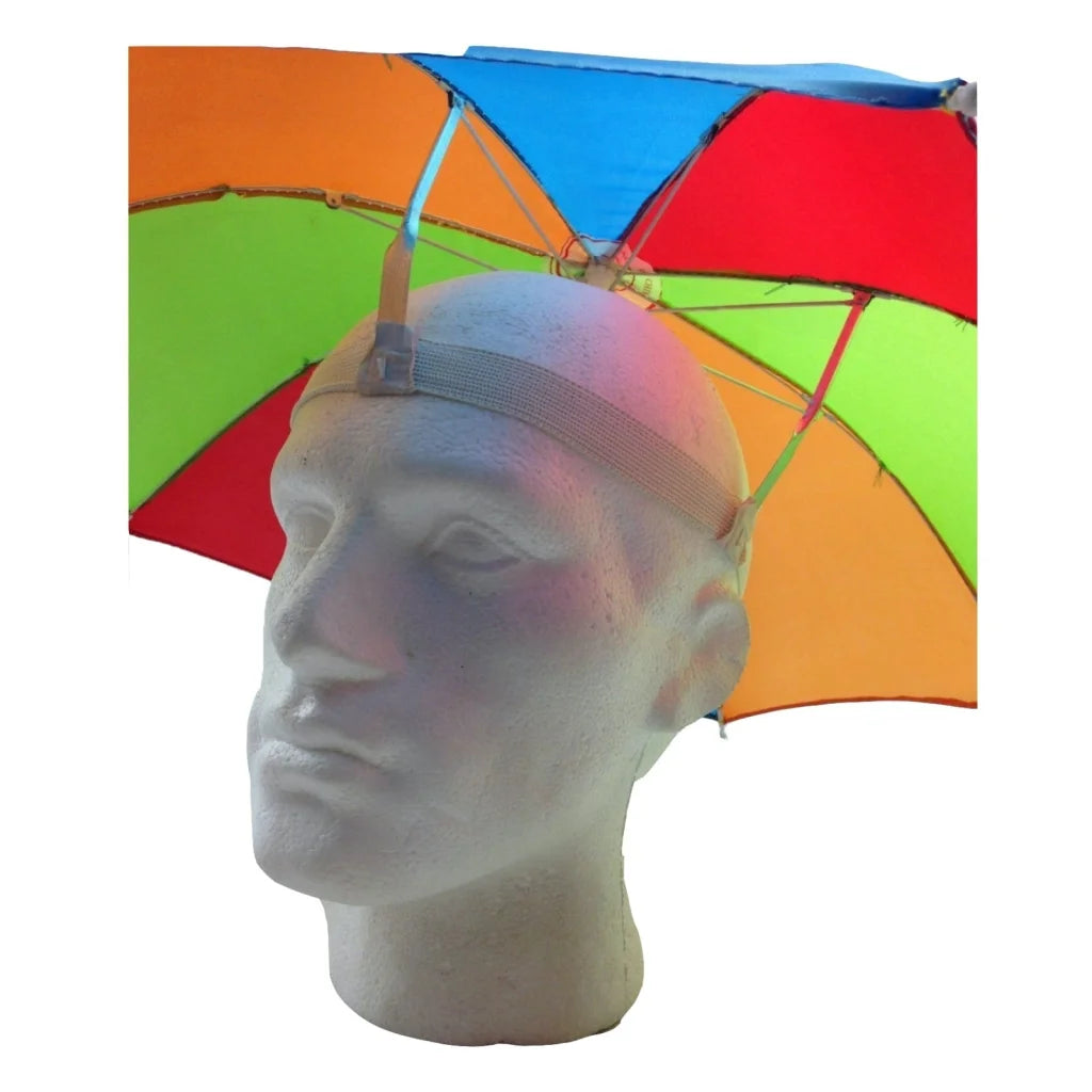 2-pc-Set Rainbow Umbrella Hat + 70s Fake Moustache Costume