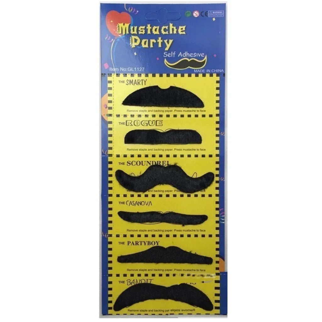 2-pc-Set Rainbow Umbrella Hat + 70s Fake Moustache Costume