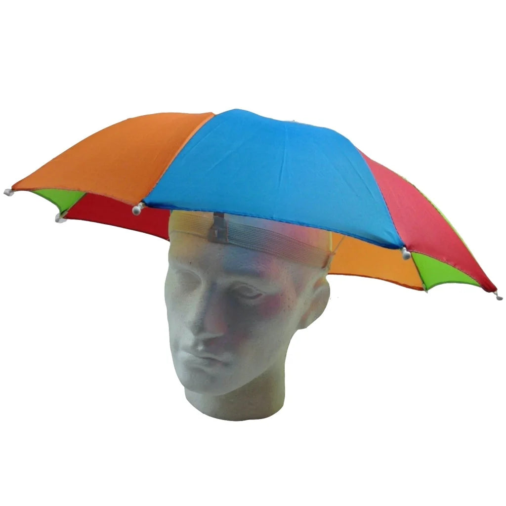 2-pc-Set Rainbow Umbrella Hat + 70s Fake Moustache Costume