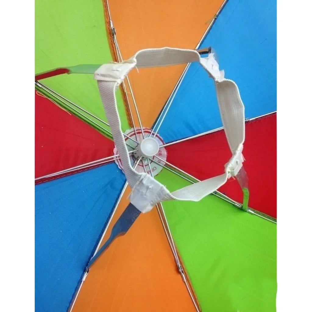 2-pc-Set Rainbow Umbrella Hat + 70s Fake Moustache Costume