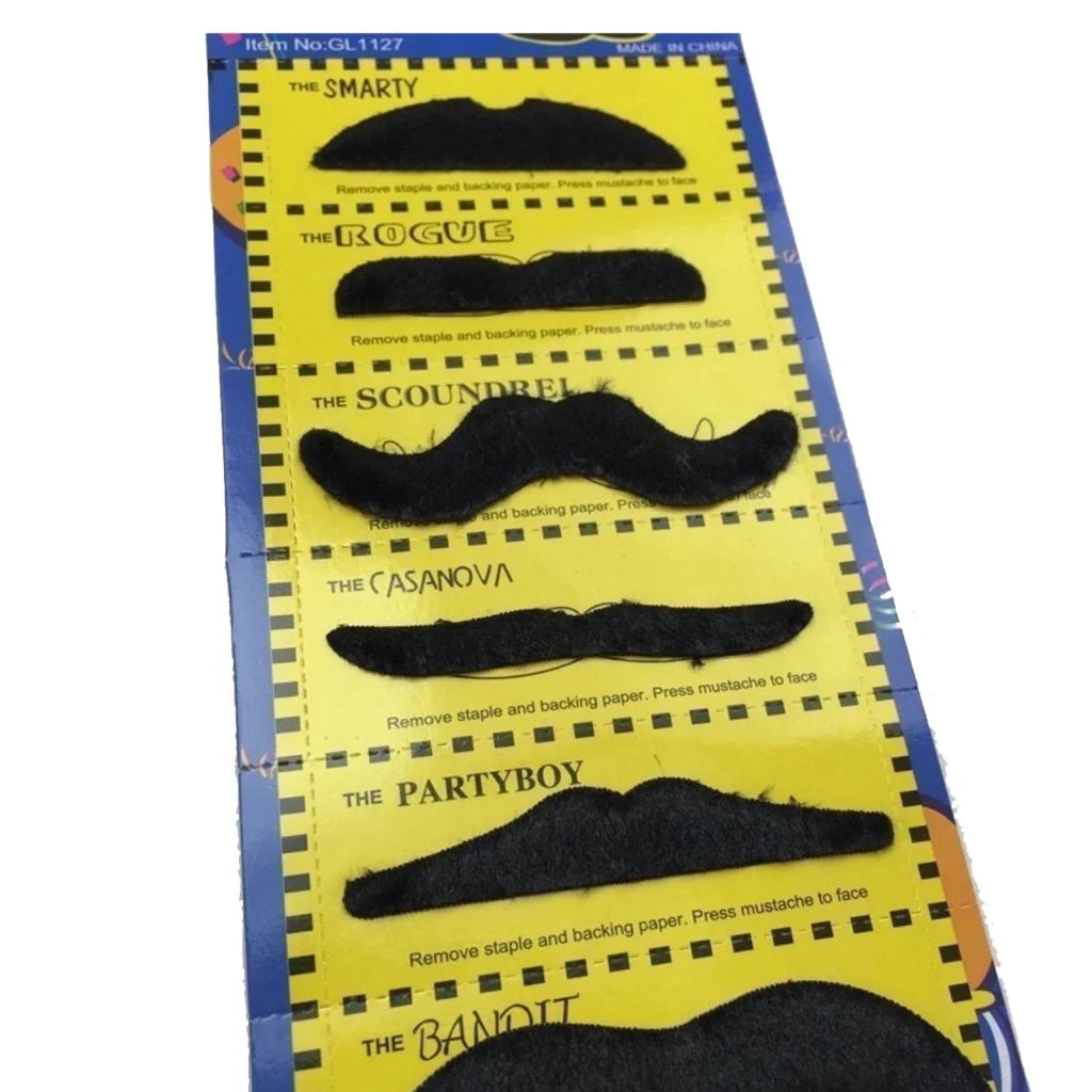 2-pc-Set Rainbow Umbrella Hat + 70s Fake Moustache Costume