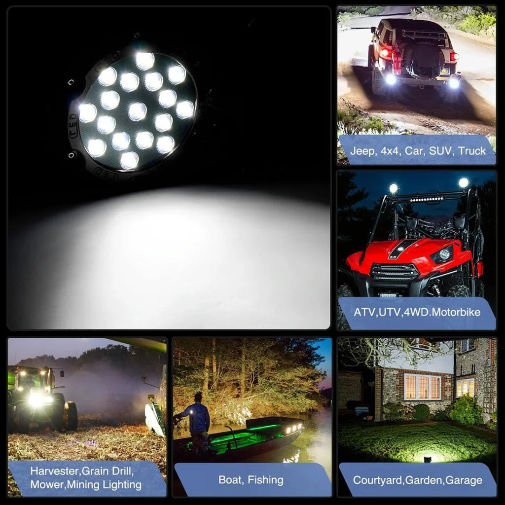 2 Pcs 3500Lm 6500K White Light 17 Led Waterproof Car Boat