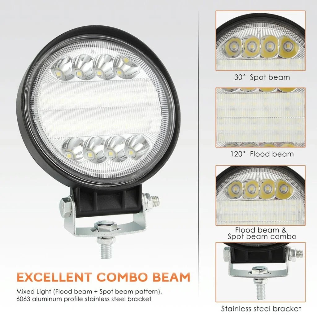 2 Pcs 4 Inch 15W Spot / Flood Light White Light Round