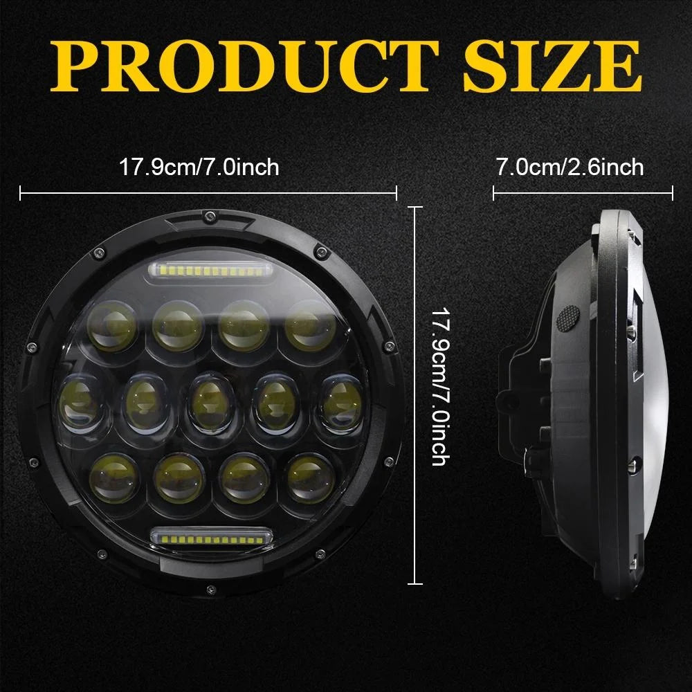 2 Pcs 7 Inch Dc10 - 48V 36W 6000K Harley Motorcycle