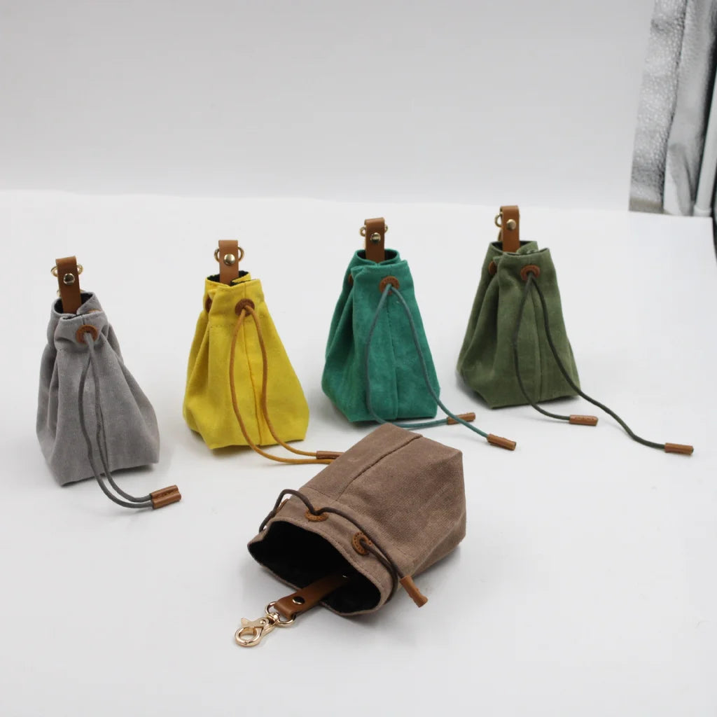 2-PCS Aqua Clip-On Canvas Dog Treat Pouch - Portable