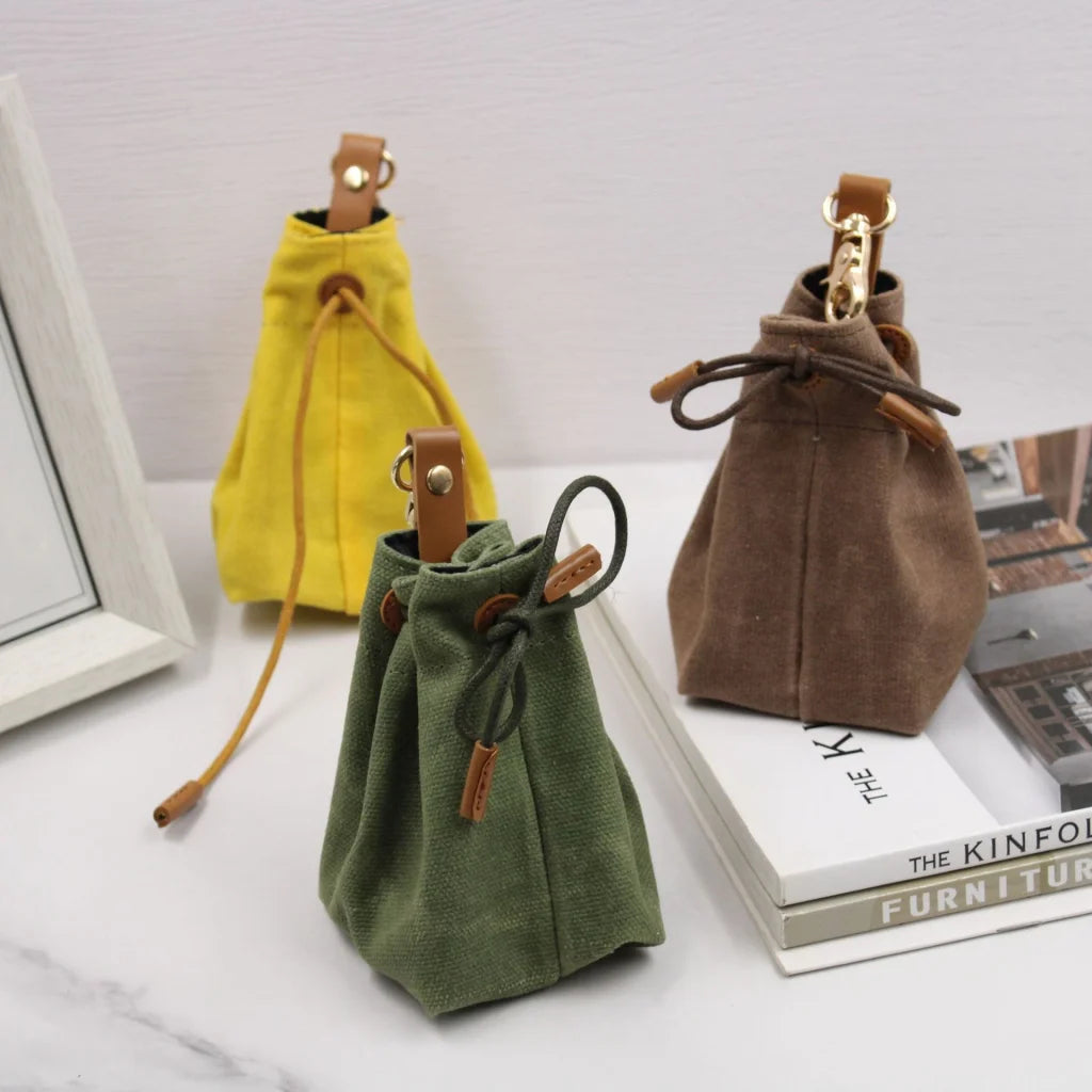 2-PCS Aqua Clip-On Canvas Dog Treat Pouch - Portable