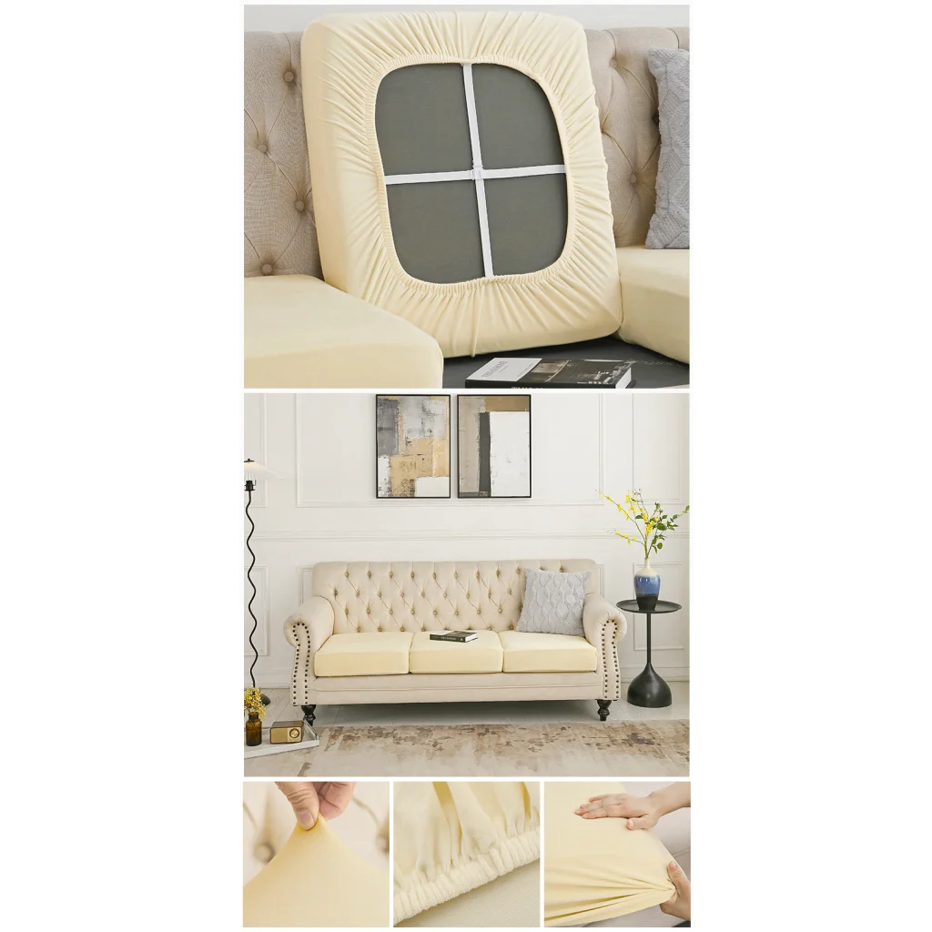 2 Pcs Beige Elegant Polyester Sofa Cover - Full Protection