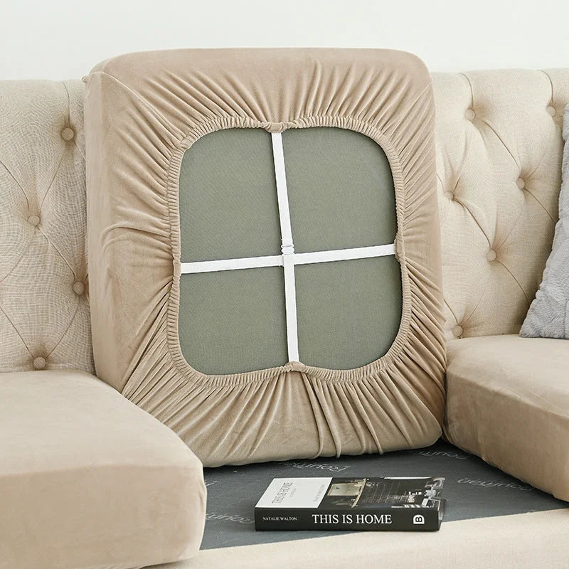 2 Pcs Beige Elegant Polyester Sofa Cover - Full Protection