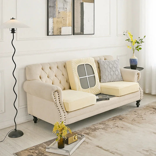 2 Pcs Beige Elegant Polyester Sofa Cover - Full Protection