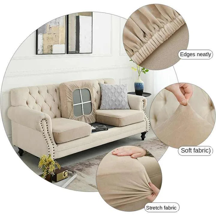 2 Pcs Beige Elegant Polyester Sofa Cover - Full Protection