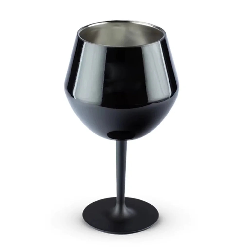 2 Pcs Black Detachable Stainless Steel Wine Glass 14oz