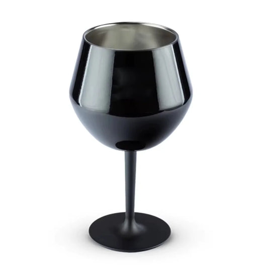 2 Pcs Black Detachable Stainless Steel Wine Glass 14oz