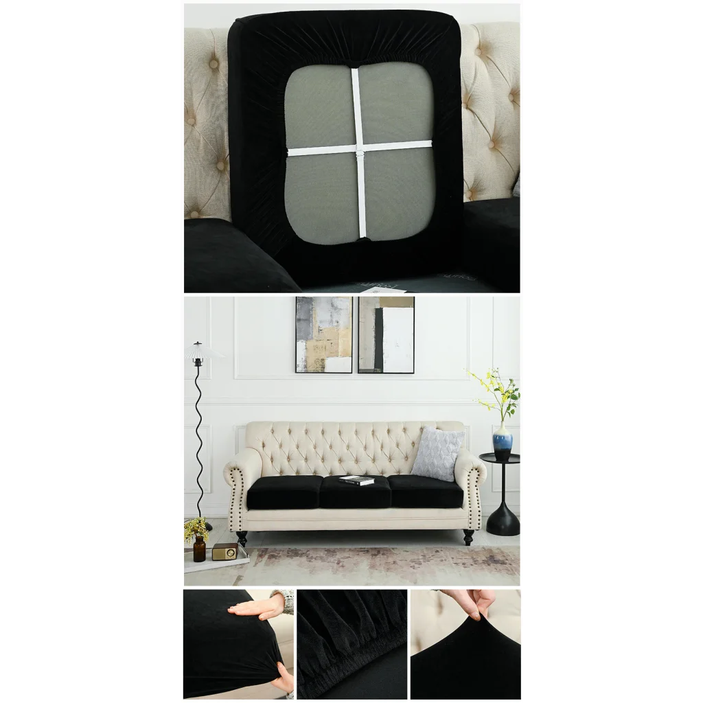 2 Pcs Black Elegant Polyester Sofa Cover - Full Protection