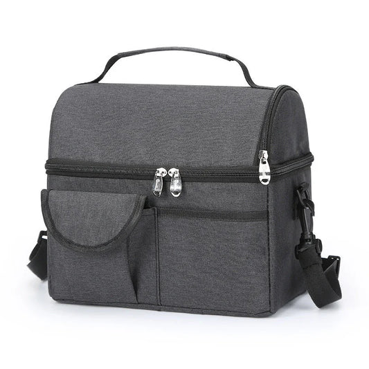 2 Pcs Black Premium Double Layer Insulated Lunch Bag - 8.4L